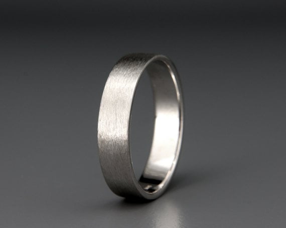 Solid White Gold Men's Wedding Ring