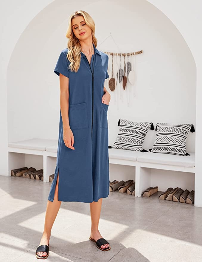 Best Zip House Dress: Ekouaer Zipper Robe Short Sleeve House Dress