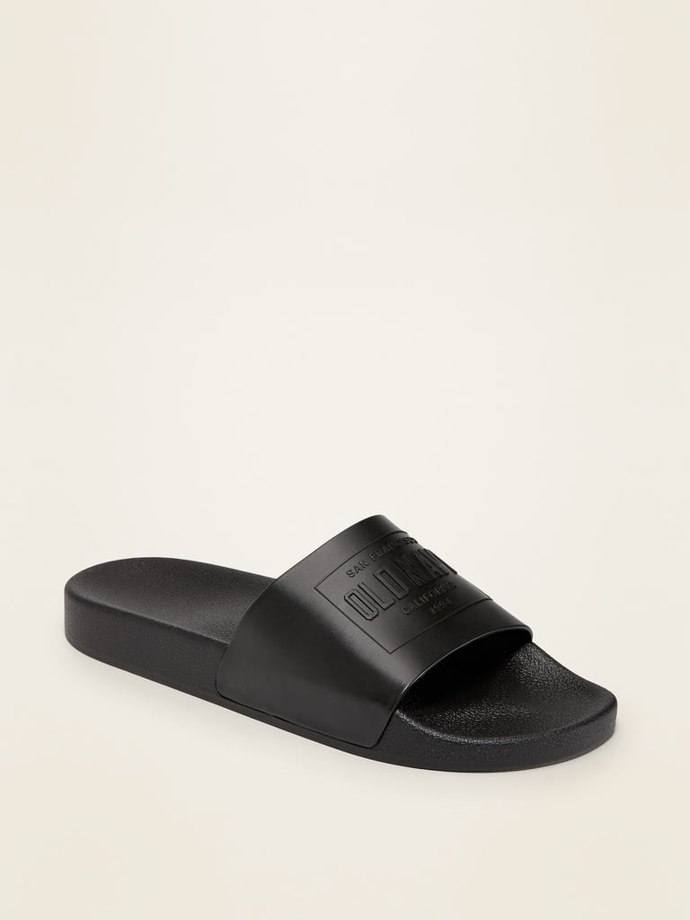 Faux-Leather Pool Slide Sandals