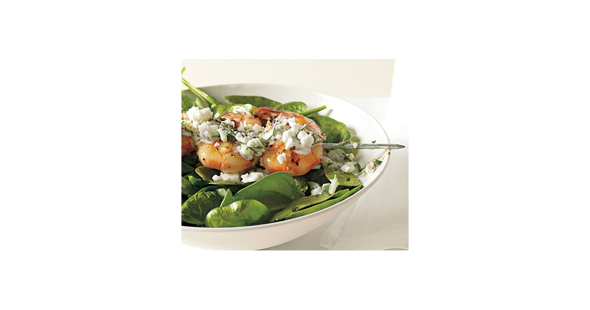 Recipe For Shrimp Skewers With Tzatziki, Spinach, and Feta | POPSUGAR Food