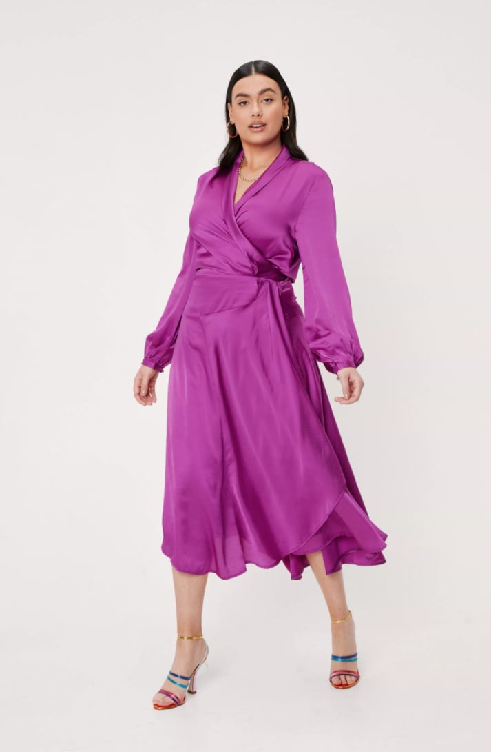 Regencycore Trend: Nasty Gal Satin Wrap Midi Dress