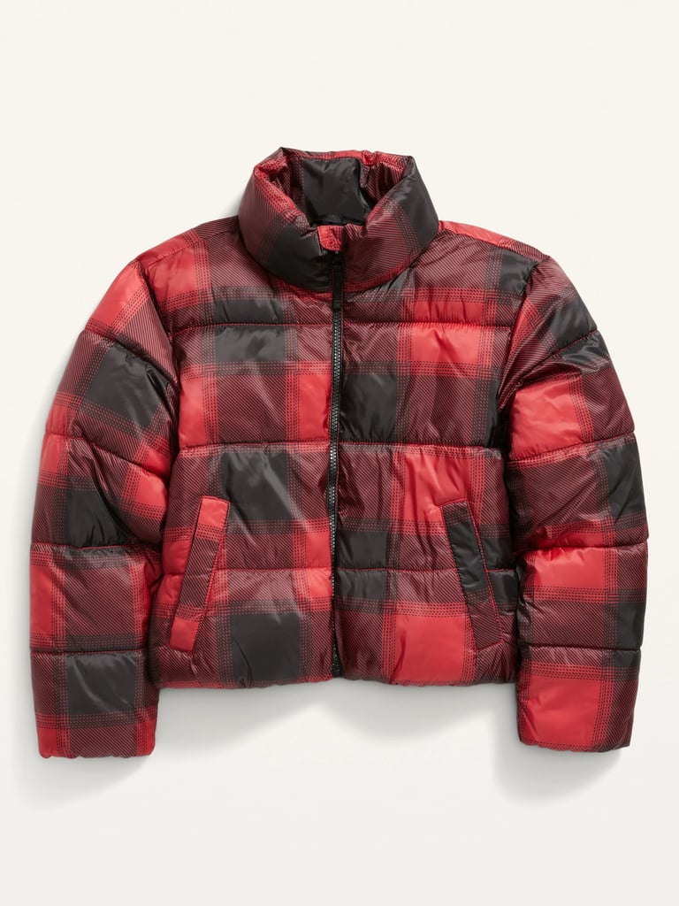 Old Navy Cropped Plaid Quilted Puffer Jacket for Girls