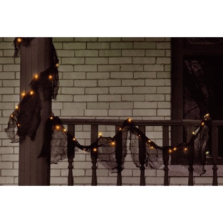 Black Lighted Garland With Orange Lights