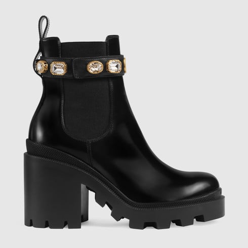 Gucci Leather Ankle Boot With Belt