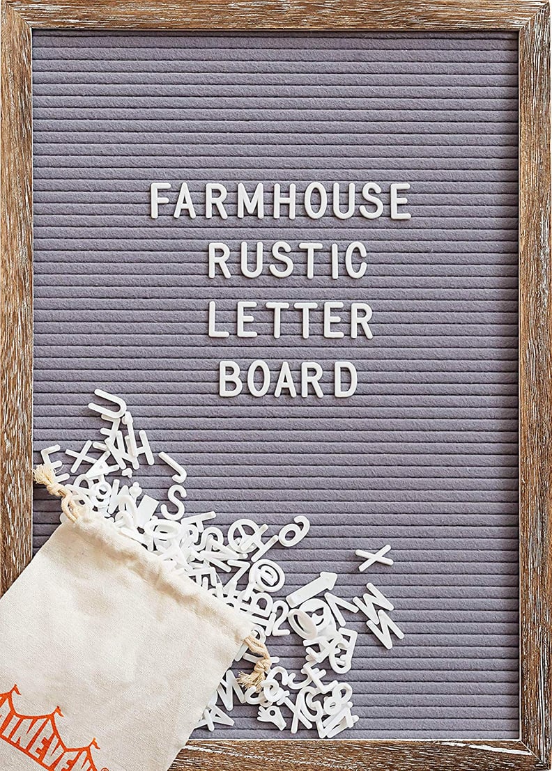 Felt Letter Board With Rustic Wood Frame, Script Words and Precut Letters