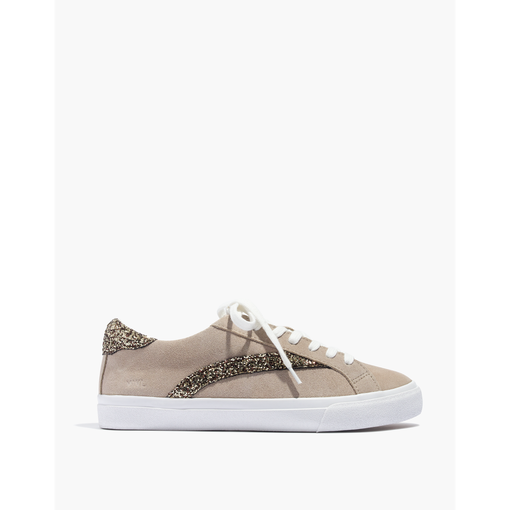 Low-Top Sneakers in Glitter-Accented Suede