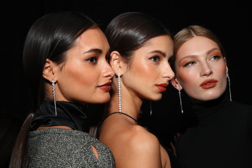 NEW YORK, NY - FEBRUARY 08:  Models pose backstage for TRESemme at the Cushnie show during NY Fashion Week on February 8, 2019 in New York City.  (Photo by Astrid Stawiarz/Getty Images for TRESemme)