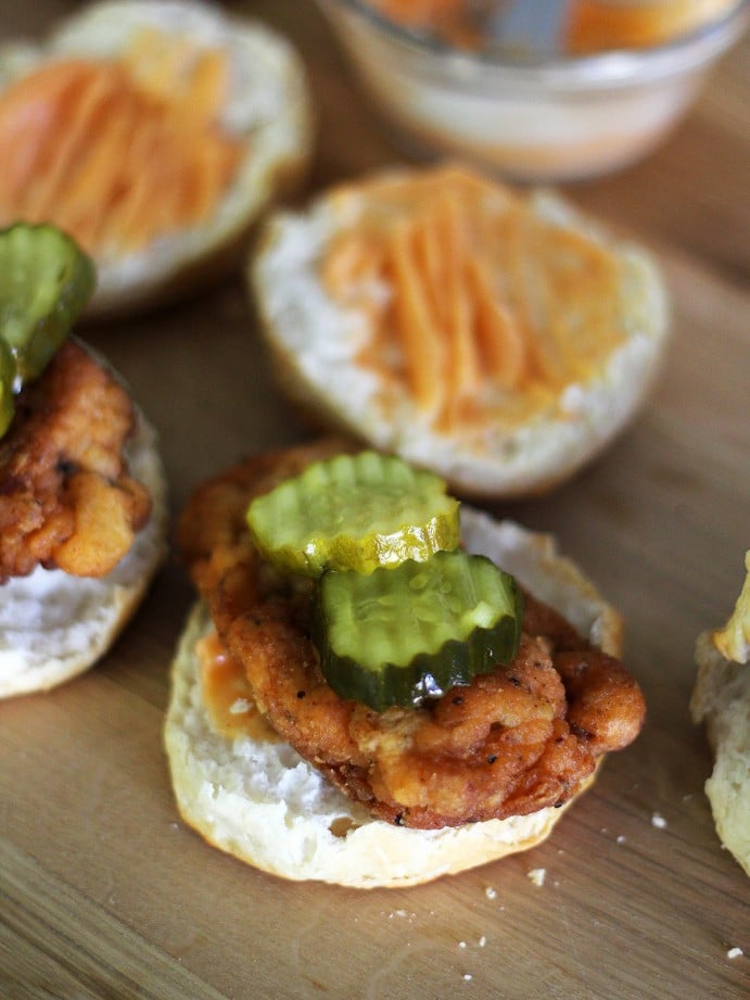 Fried Chicken Biscuit Sandwiches With Sriracha-Honey Butter