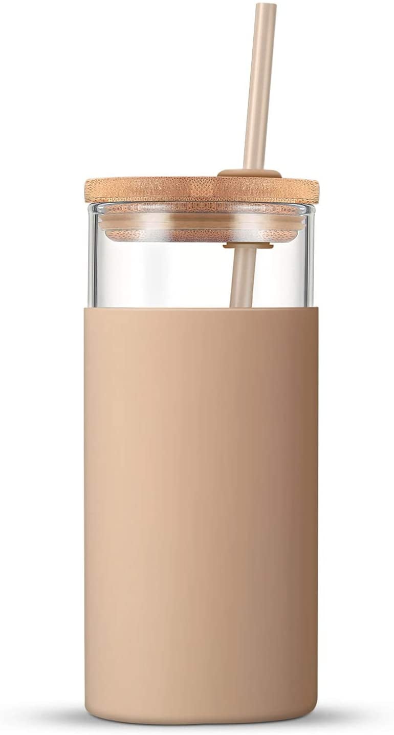 Tronco, Dining, Tronco Glass Tumbler Bamboo Lid Straw 2oz Reusable Iced  Coffee Drink Cup Blue