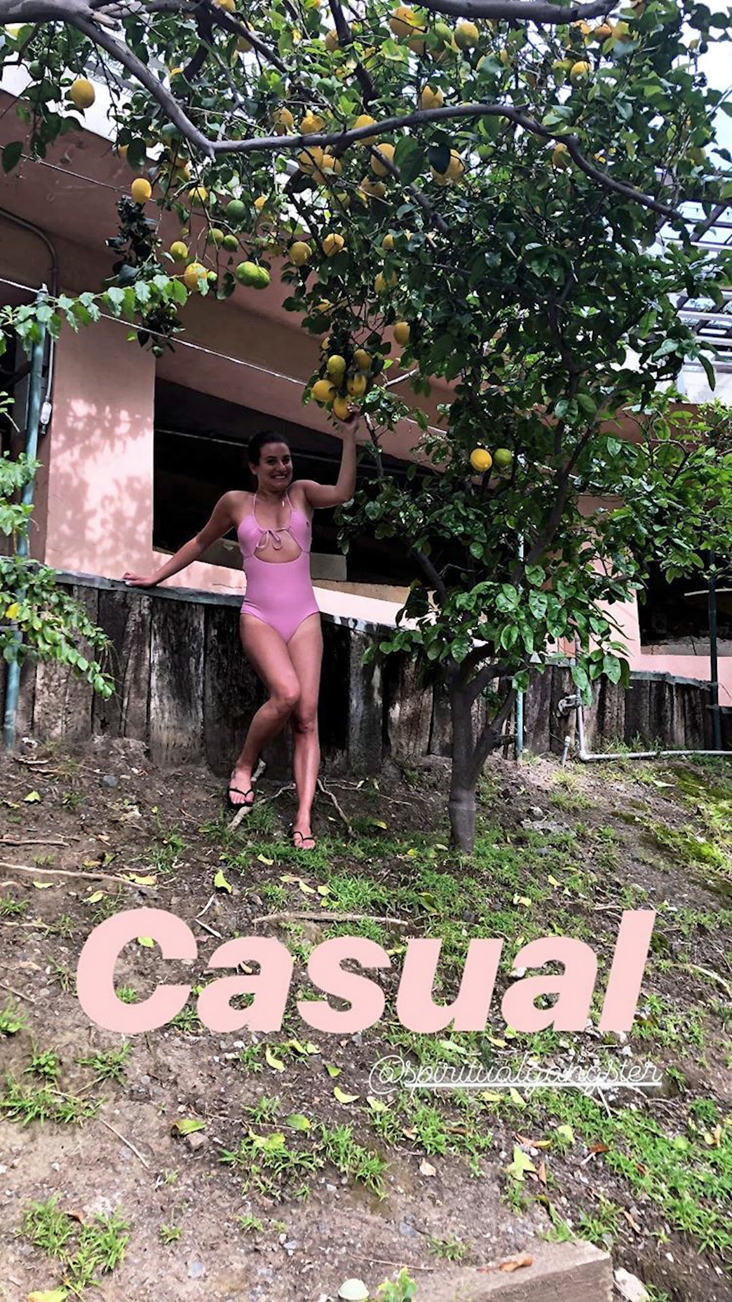 Lea Michele Pink Spiritual Gangster Swimsuit POPSUGAR Fashion UK