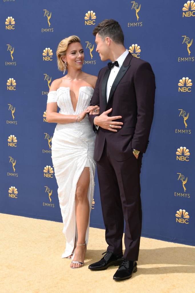 Scarlett Johansson and Colin Jost at the 2018 Emmys