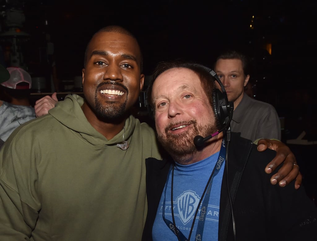 Kanye West and Ken Ehrlich, executive producer of the Grammy Awards, embraced during Grammys rehearsals.