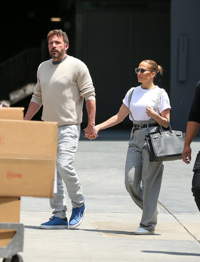 J Lo Wears Gray Brunello Cucinelli Overalls With Chanel Belt