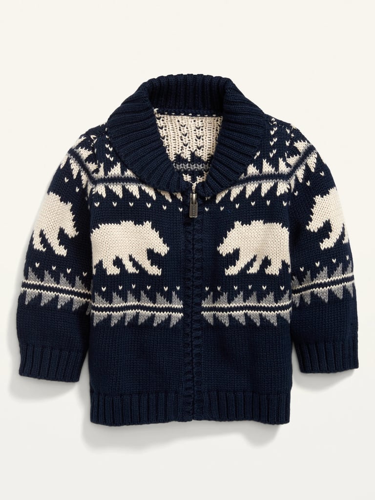 Old Navy Unisex Fair Isle Shawl-Collar Zip Cardigan Sweater for Baby