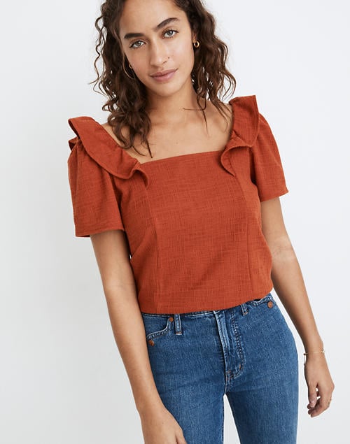 ILLI London. Puff half sleeve square neck top