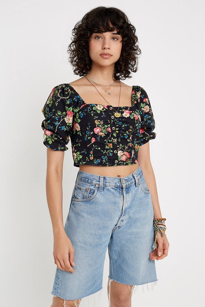 UO Laura Poplin Print Blouse