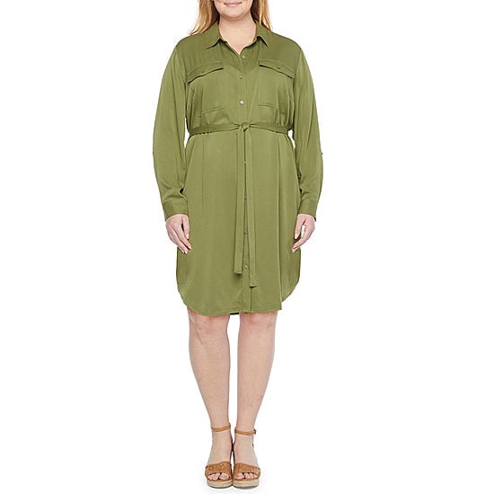 a.n.a-Plus Long Sleeve Shirt Dress