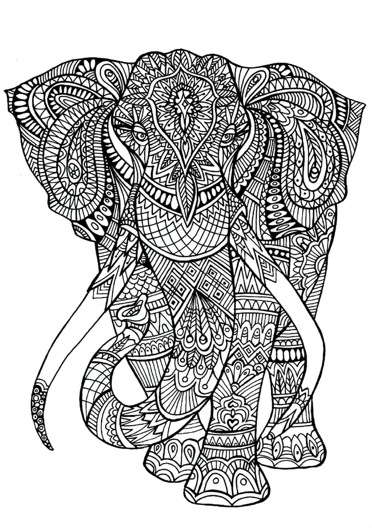 Get the colouring page: Elephant | Free Printable Adult Colouring Pages ...