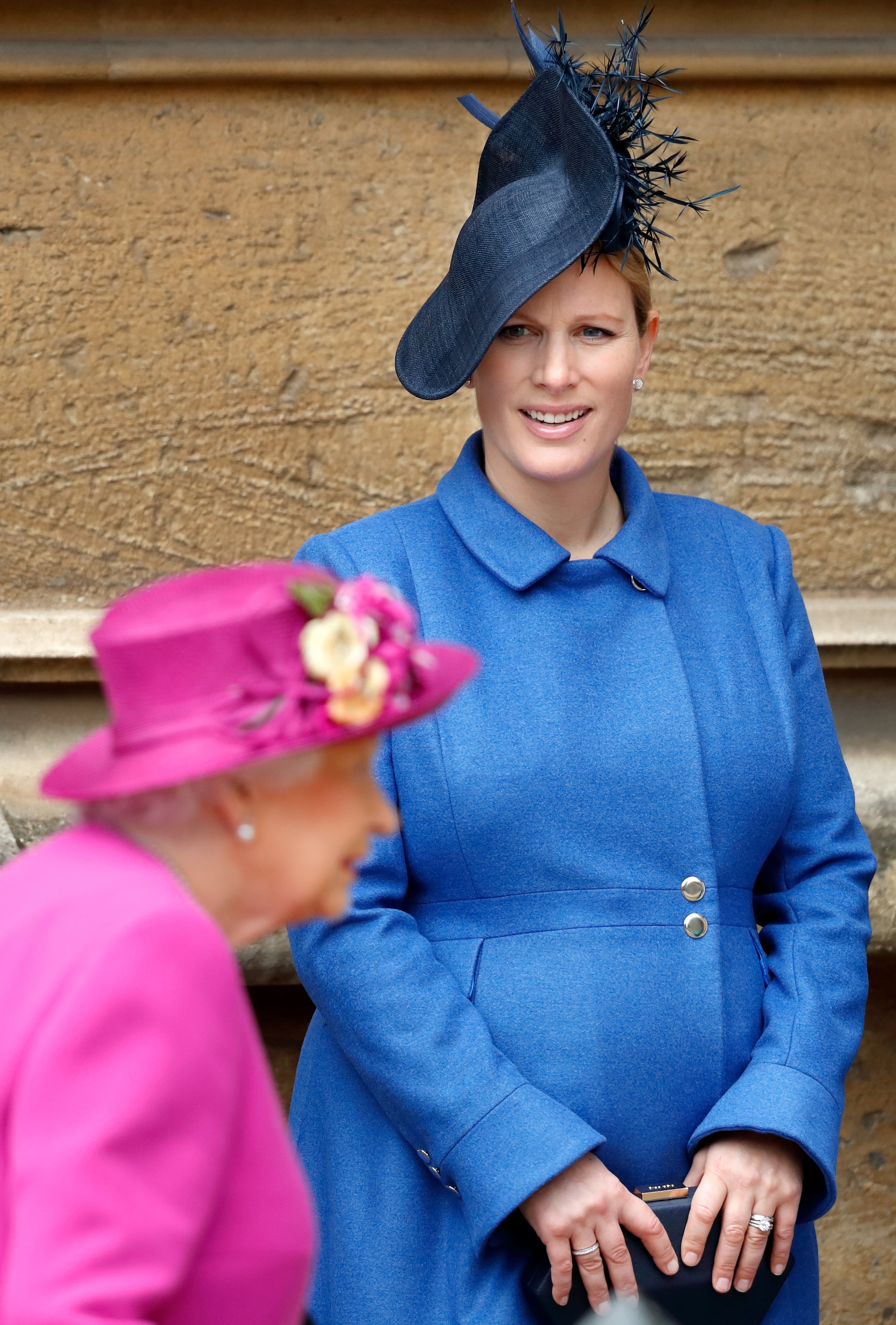 WINDSOR, UNITED KINGDOM - APRIL 01: (EMBARGOED FOR PUBLICATION IN UK NEWSPAPERS UNTIL 24 HOURS AFTER CREATE DATE AND TIME) Queen Elizabeth II and Zara Tindall attend the traditional Easter Sunday church service at St George's Chapel, Windsor Castle on April 1, 2018 in Windsor, England. (Photo by Max Mumby/Indigo/Getty Images)