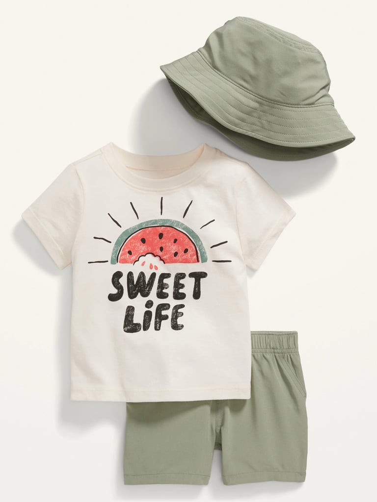 Old Navy 3-Piece Tee, Shorts and Bucket Hat Set