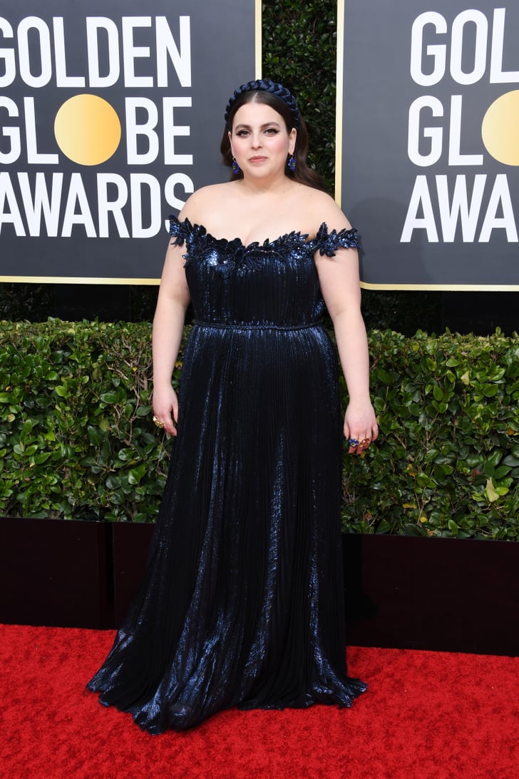 At the 2020 Golden Globes, Beanie wore a royal blue Oscar de la Renta gown and matching headband.