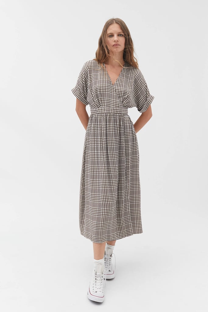 UO Gabrielle Woven Midi Wrap Dress