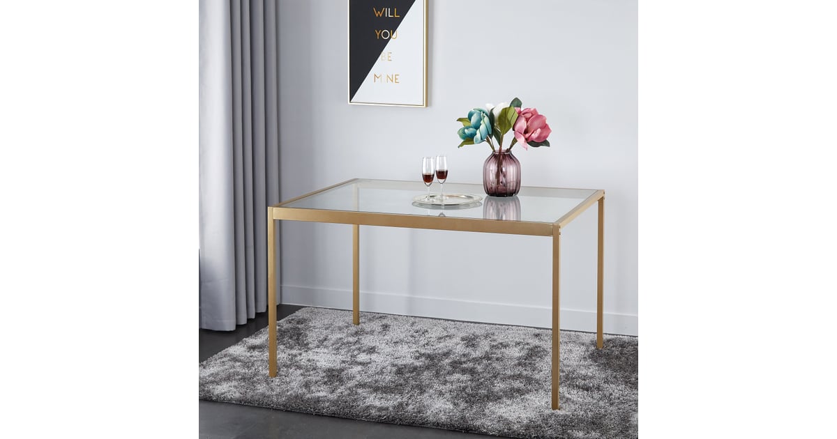 Mainstays Tempered Glass and Metal Dining Table Best Cheap Dining