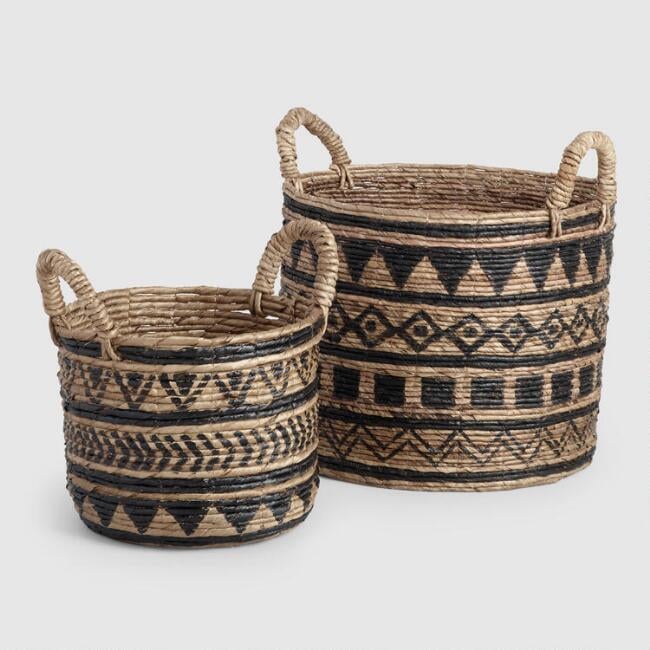 Black and Natural Banana Leaf Tribal Amaya Baskets