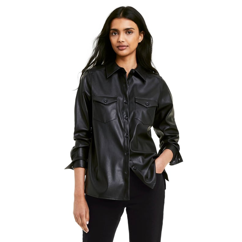 Nili Lotan x Target Long Sleeve Faux Leather Button-Down Shirt