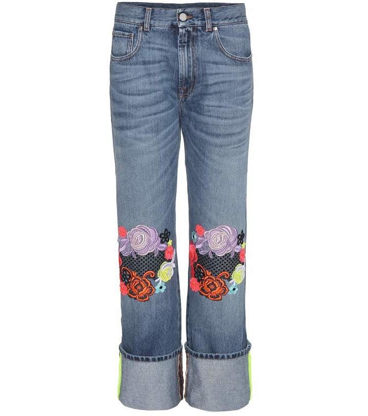 Christopher Kane Wide-Leg Jeans With Floral Appliqué ($1,745)
