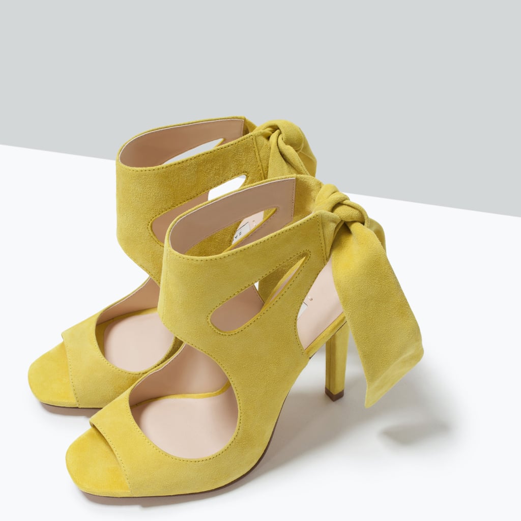 Zara Leather High Heeled Sandals With Bow ($100)