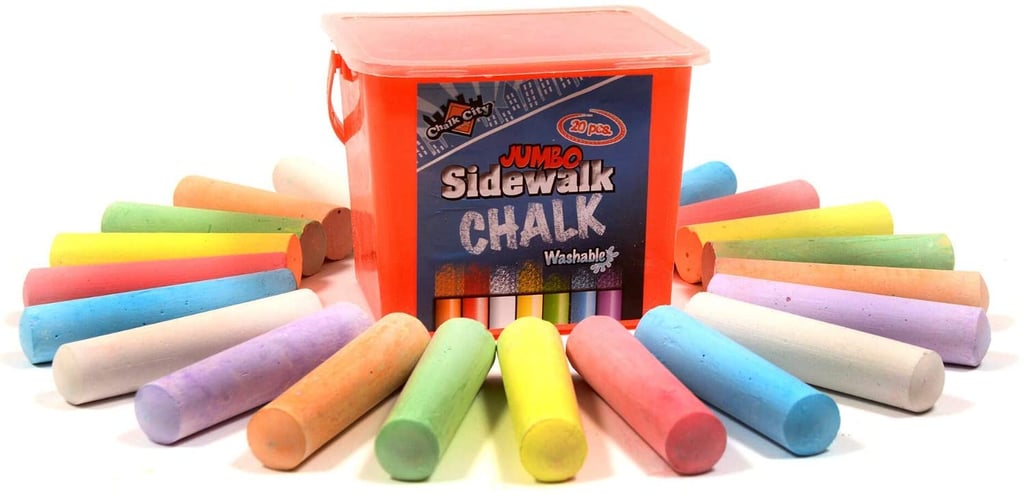 Chalk City Sidewalk Chalk, 20 Count, 7 Different Colors, Jumbo Chalk,