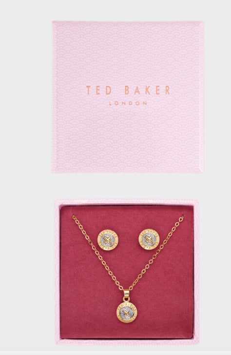 Ted Baker- Emilia Mini Button Necklace + Earrings Gift Set