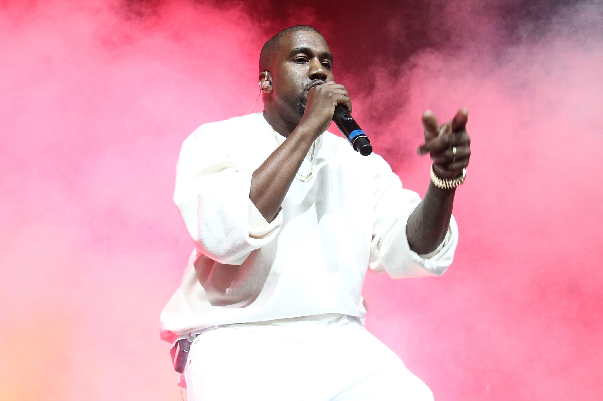 ANAHEIM, CA - JUNE 03:  Music artist Kanye West performs during the Power 106 Presents Powerhouse  at Honda Center on June 3, 2016 in Anaheim, California.  (Photo by Leon Bennett/WireImage)