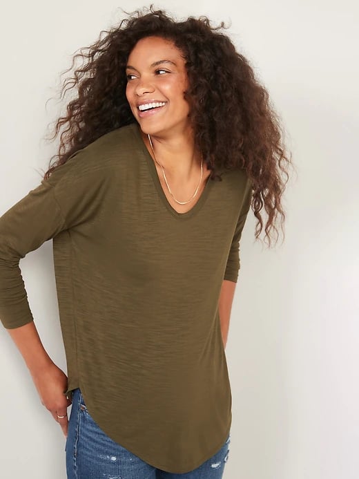 Old Navy Luxe Long-Sleeve Voop-Neck Tunic T-Shirt