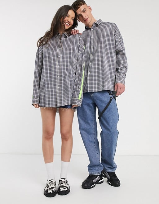 Collusion Drop Shoulder Oversized Check Shirt