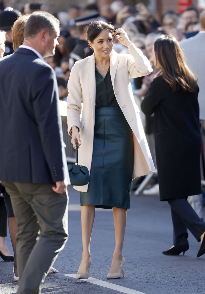 Meghan Markle's Green Hugo Boss Leather Skirt | POPSUGAR Fashion UK