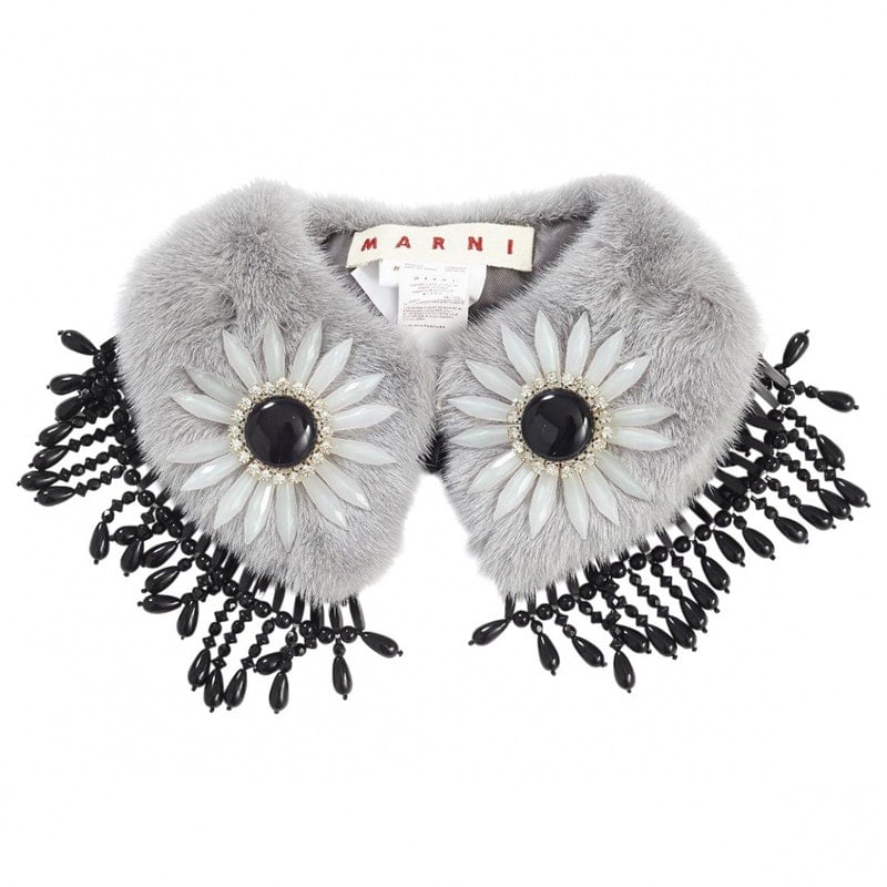 Marni Gray Fur Scarf