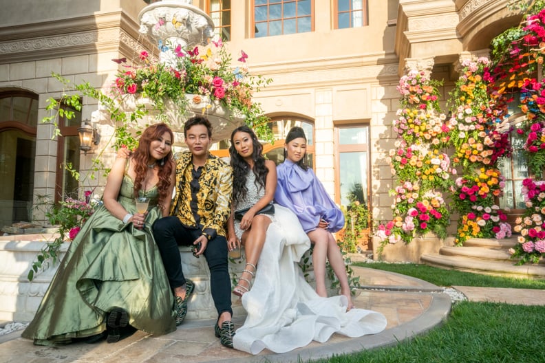 Bling Empire. (L to R) Anna Shay, Kane Lim, Kelly Mi Li, Jamie Xie in season 2 of Bling Empire. Cr. Ser Baffo/Netflix © 2022