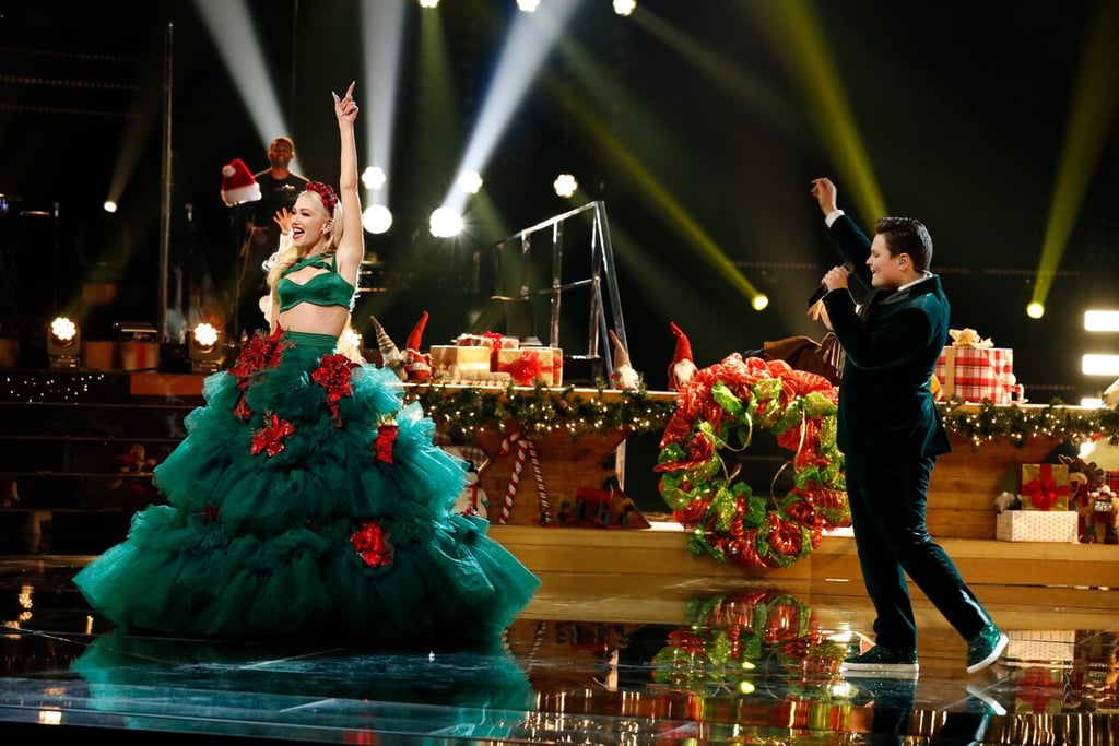 Gwen Stefani's Christmas Tree Dress on The Voice Finale