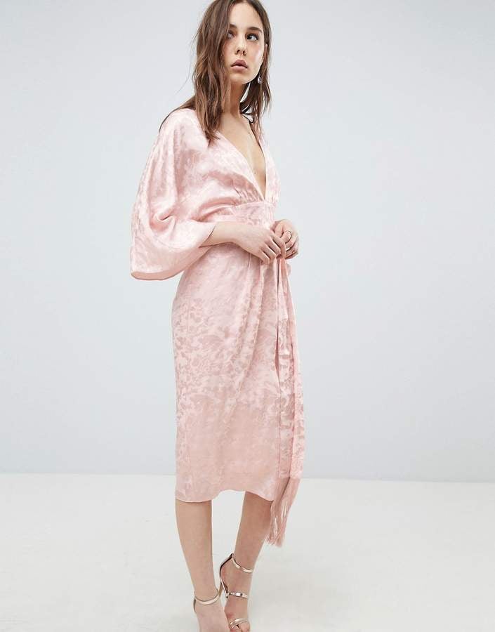 ASOS Soft Jacquard Kimono Dress with Fringe Belt