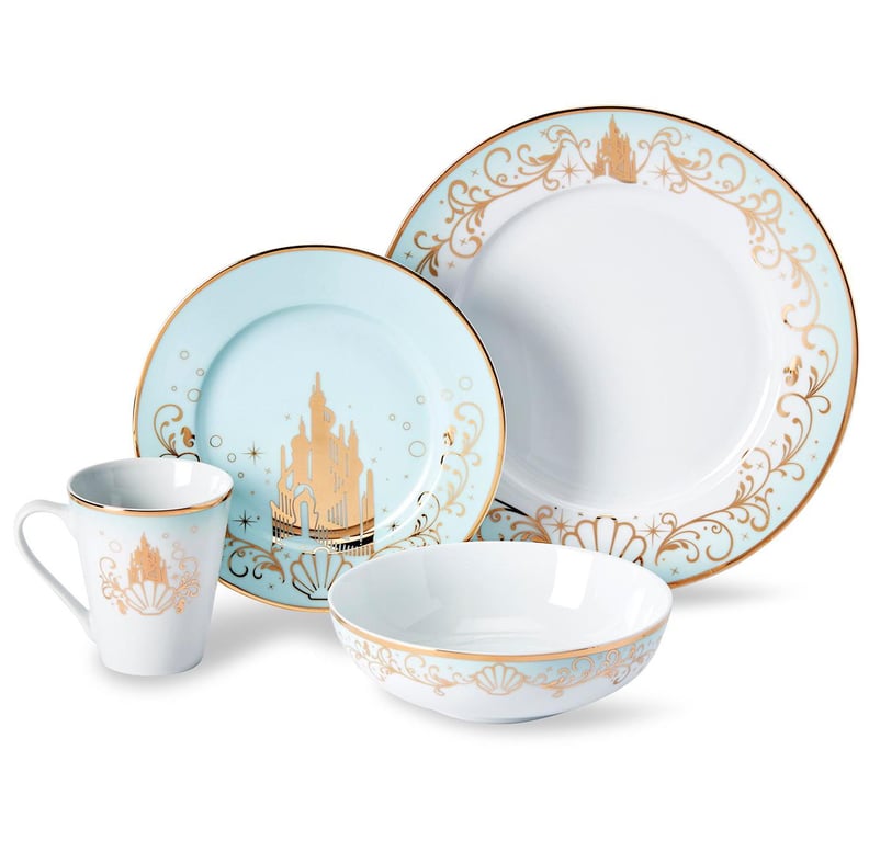 Disney Princess 16-Piece Dinnerware Set | Cinderella, Jasmine, Ariel, Belle