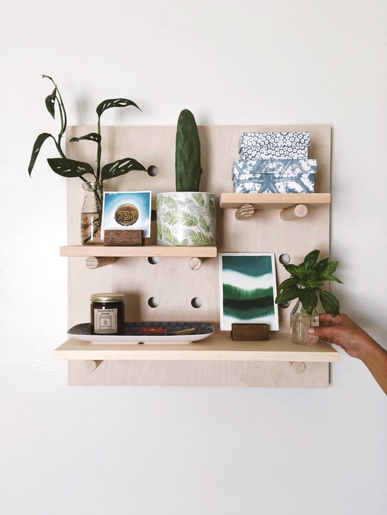 Modern Wood Pegboard Shelf