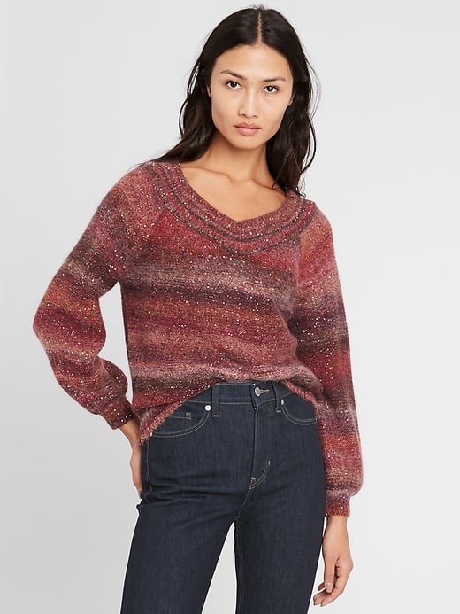 Banana Republic Ombré Sequin V-Neck Sweater