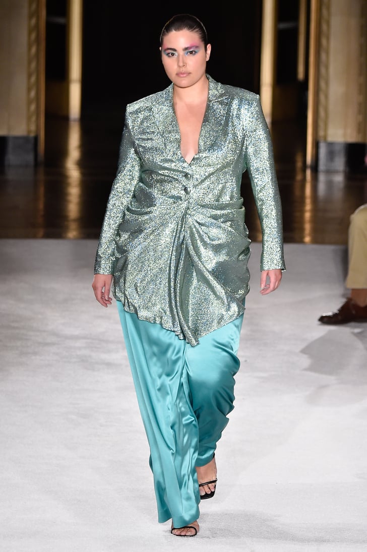 A Metallic Minidress Over Pants on the Christian Siriano ...