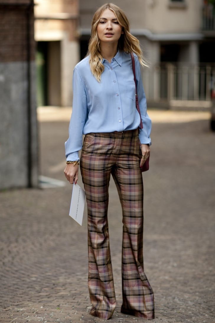 Plaid pants make for a preppy alternative to denim or black slacks