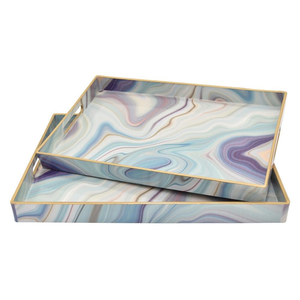 Three Hands Multicolored Tray (Set of 2)