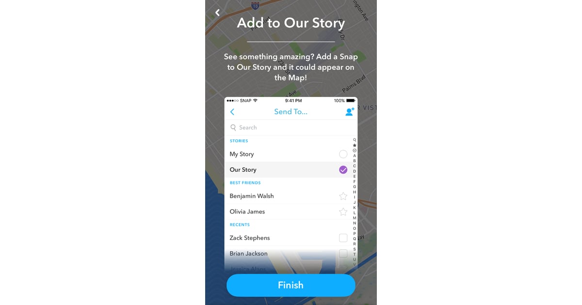 Add a snap to Our Story and potentially see it on the Snap Map. How