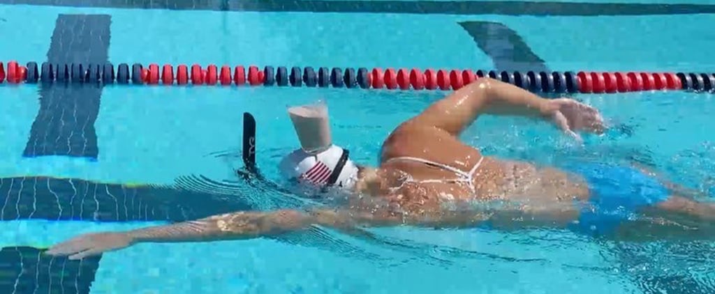 Katie Ledecky Swims Length of Pool With Milk on Her Head