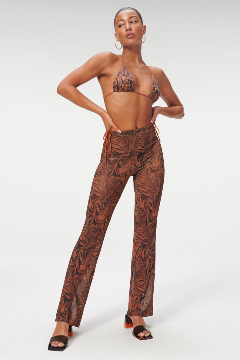 Good American Swirl Mesh Flare Pant